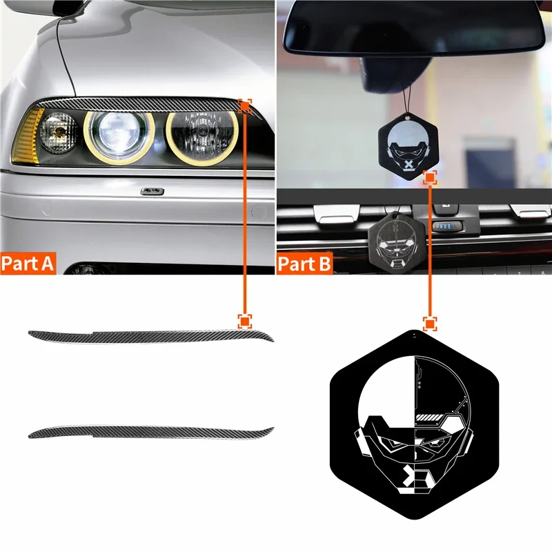 

Полоски для бровей передних фар, накладка для BMW E39 525 1997-2003, защитная крышка для век фар, наклейка из мягкого углеродного волокна