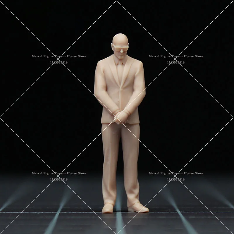 1/64 1/43 Scale Miniature Scene Doll White Model Un-panited Bald Sunglasses Bodyguard Mini Male Solider Action Figure