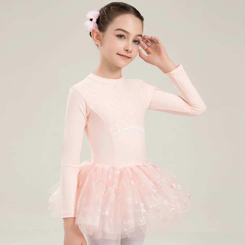 秋と冬の長袖バレエタイツ女の子と子供用タイトレオタードチュチュベルベットダンスバレエトレーニング服