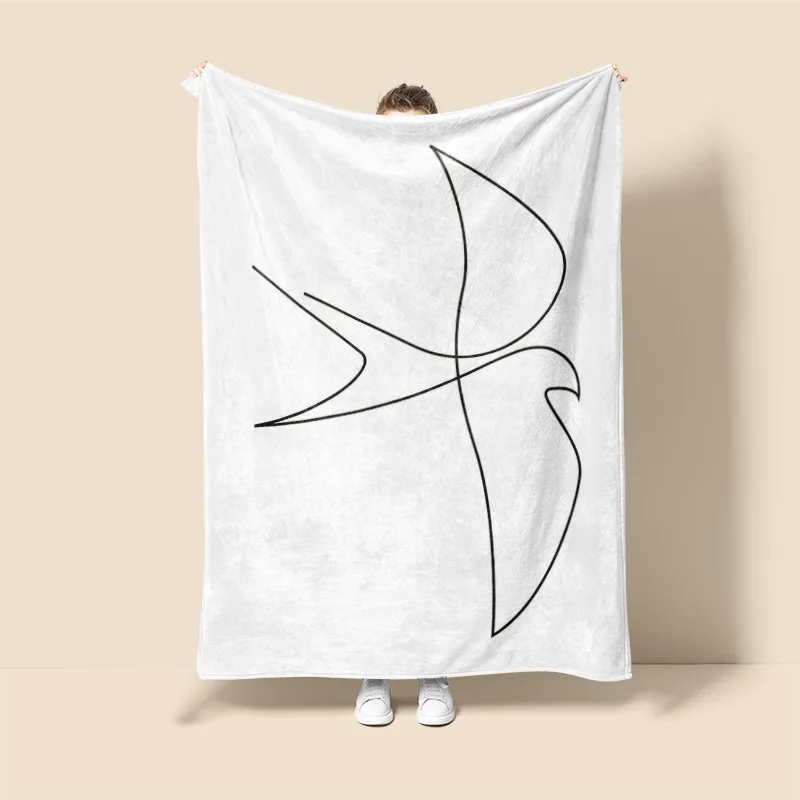 Morandi Color Blanket Abstract Botanical Graffiti Design Scandinavian Minimalist Sofa Blanket Cafe Home Dual Purpose