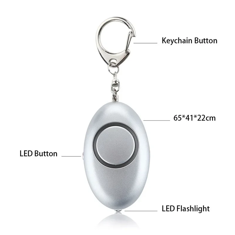 Portable Emergency Personal Security Alarms Self-Defense 125Decibels LED Light Safety Key Chain Pedant for Woman Kids Elderly
