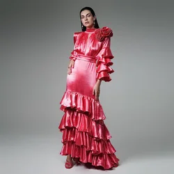 Fashion Autumn Elegant Chic Women Long Maxi Dresses New Designs Pageant Dresses Ruffles Tiered Prom Gowns Celebrity Party Dress