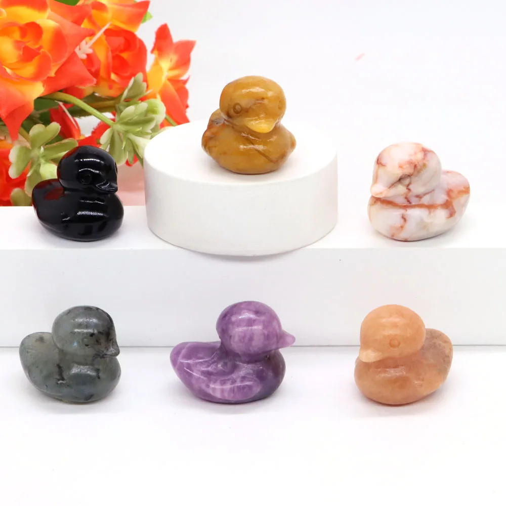 

27 Color Natural Crystal Stone Quartz Jade Yellow Duck Statue Reiki Healing Animals Figurines Home Decor Ornaments Wholesale