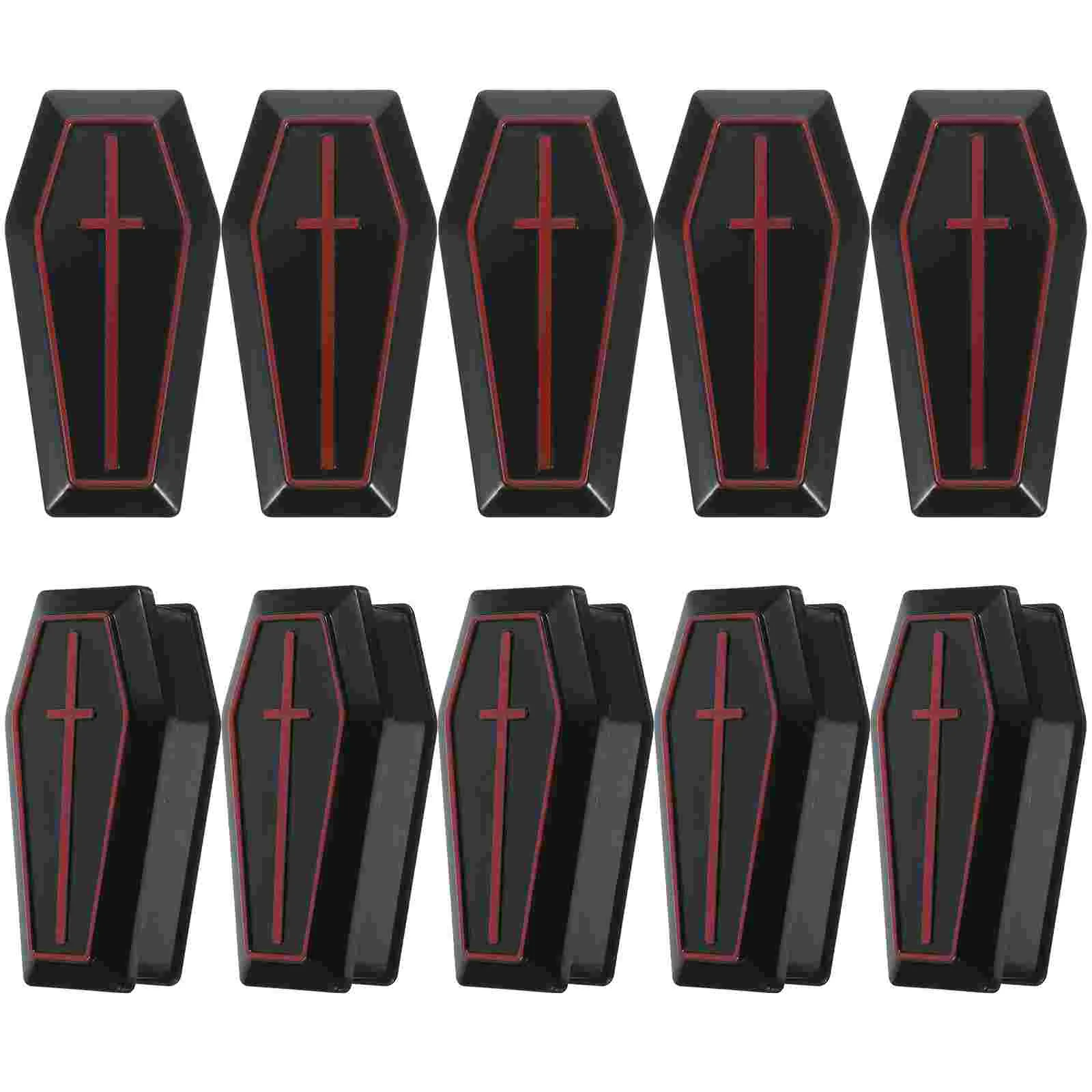 10 Pcs Mini Coffin Box Halloween Toys Tabletop Models Party Decors Small Ornament Plastic Decorations Child Prank Props