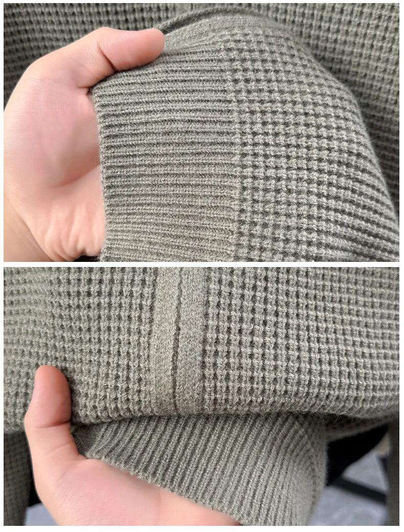 Modischer Herbst-Winter-Strick-Cardigan, Designer-Marke, Klassisches Gestreiftes Design, Herren-Reißverschluss-Stepphals, Neuer Koreanischer Lässiger Pullover-Mantel – Detail 24