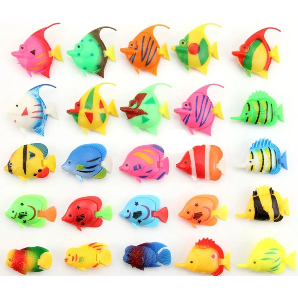 10PCS Artificial Ocean Tropical Fish Plastic Small Fake Tropical Fish Vivid Simulated Floating Fishes Fish Tank Decorations