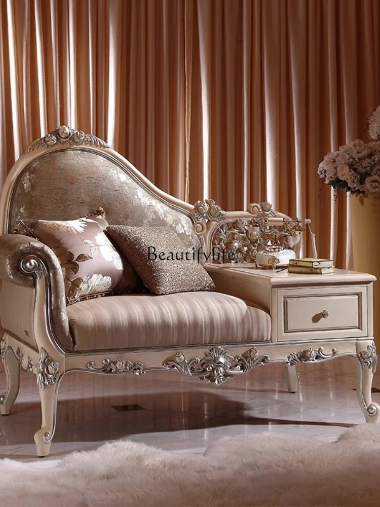 

American ivory white old concubine chair European carved sofa chair arc