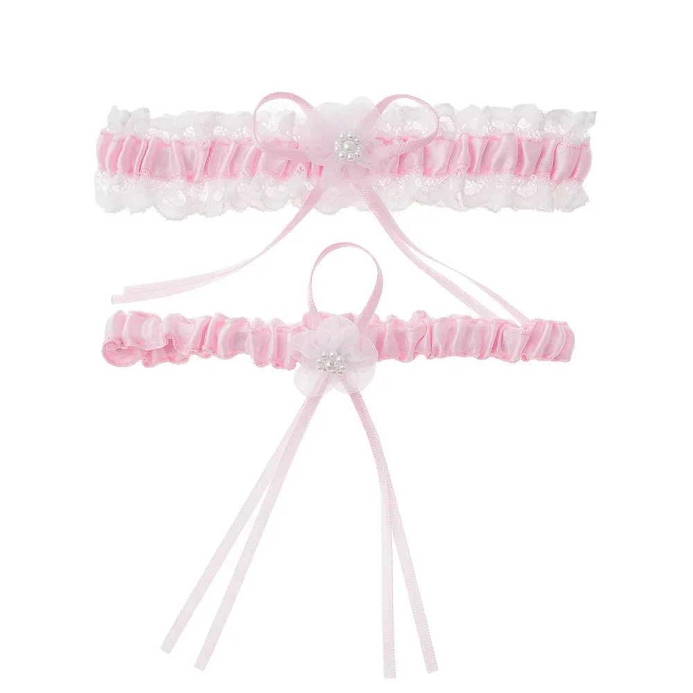 Jarretière de mariage en dentelle rose sexy pour femme, anneau de cuisse, cosplay, lolita, bas de fille, douche de patients, mariée, nouveau