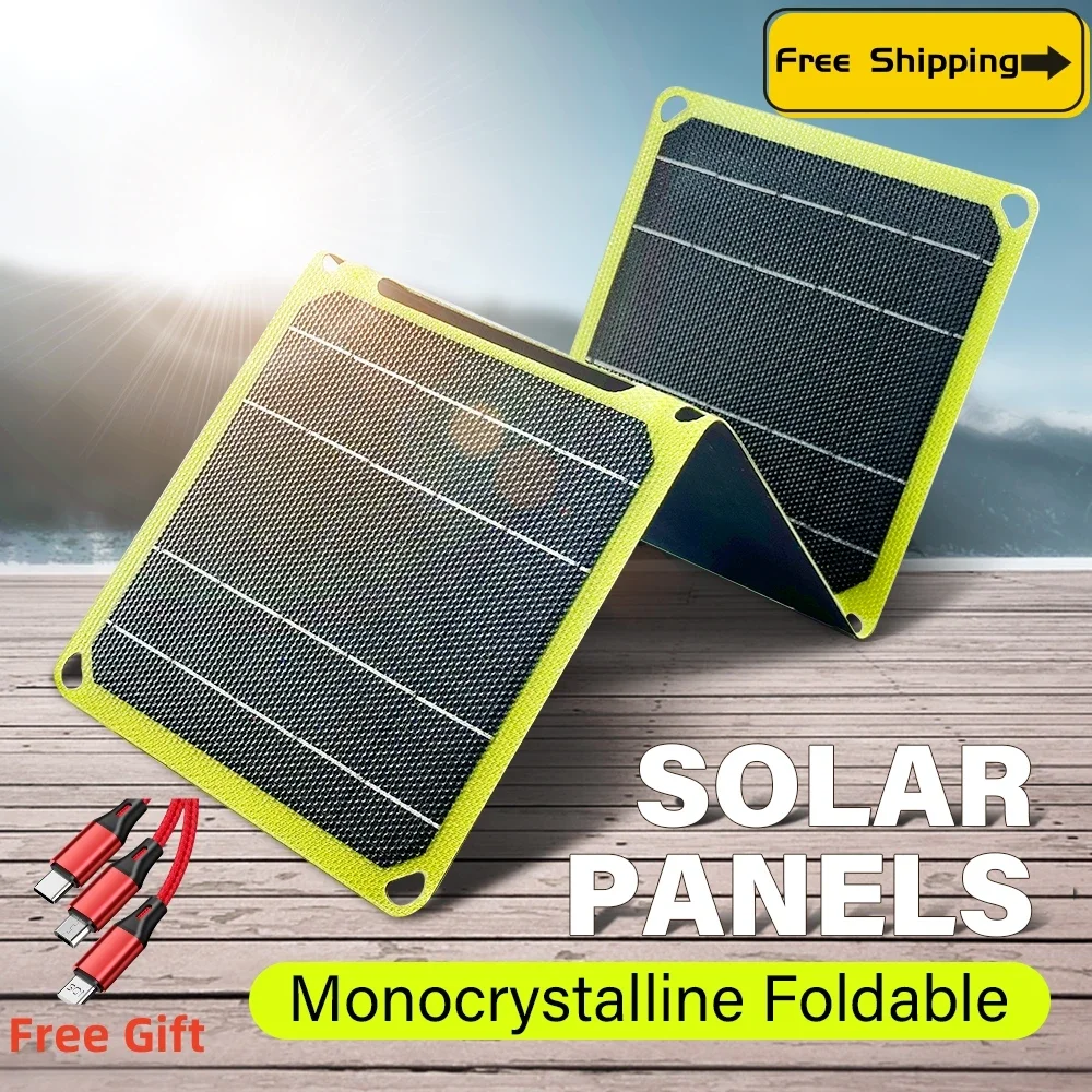 RZ Flexible Solar Panel 5v 22w Portable Battery Outdoor Waterproof Camping  Phone Charge PD QC 3.0 for Photovoltaic Power Bank