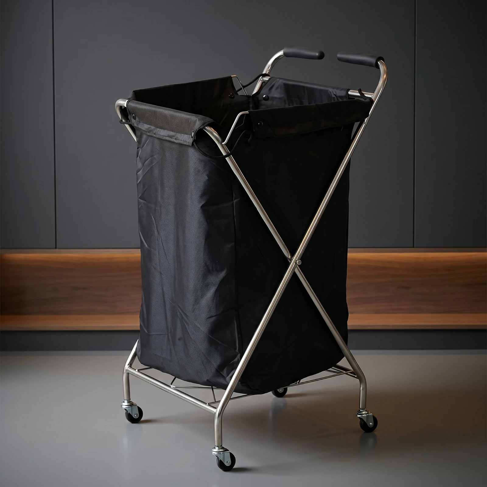 Rolling Laundry Hamper Heavy-Duty Rolling Cart with Textile Bin Laundry Hamper with Wheels Sturdy Clothes Organizer Stable