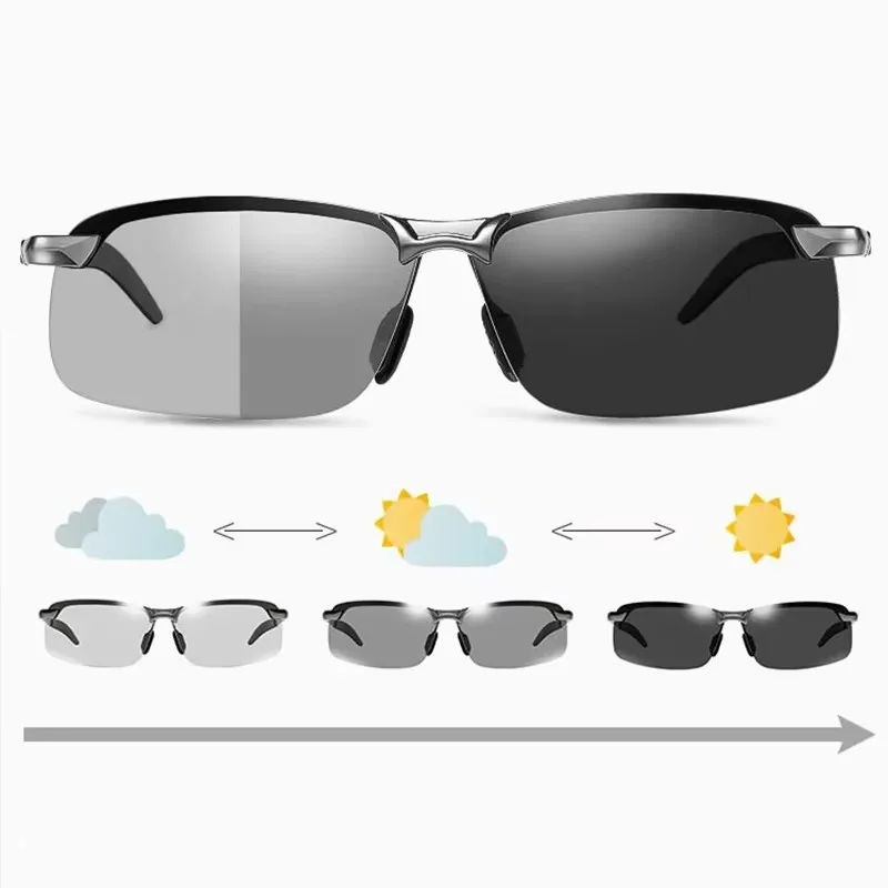 Photochromic Sunglasses Men Polarized Driving Chameleon Glasses Male Change Color Sun Glasses Day Night Vision Driver Eyewear