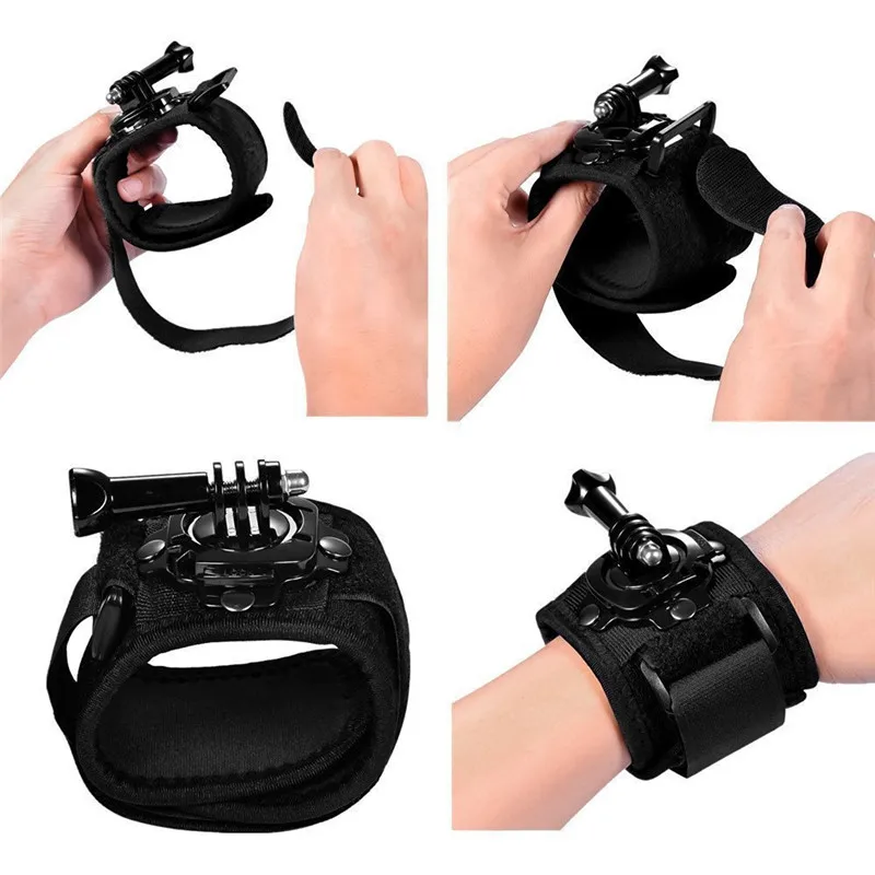 Supporto per treppiede per cintura con cinturino da polso a 360 gradi per fascia adattatore per pugno della fotocamera per accessori GoPro