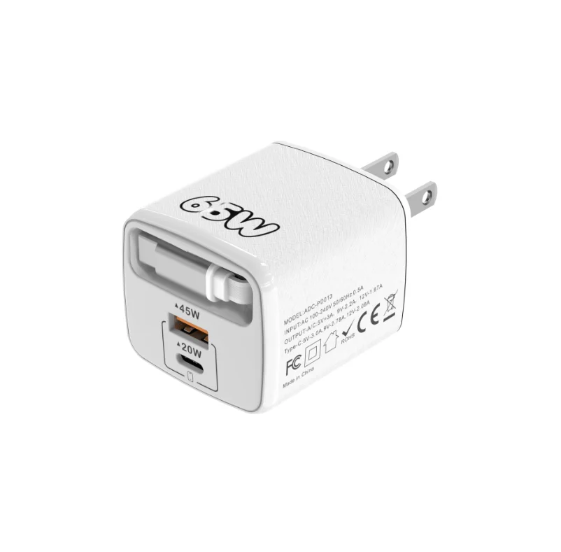Carregador rápido micro usb 65w, cabo de dados de carregamento de 0.3m, plugue padrão dos eua, pd + usb, cabeça de carregamento rápido multiporta para iphone, xiaomi