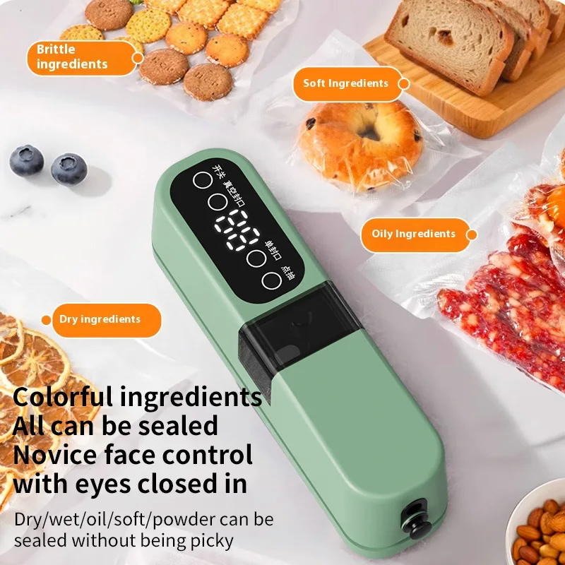 New Waterproof Digital Display Wireless Portable Fully Automatic USB Rechargeable Vacuum Sealing Machine Food Packaging Machine