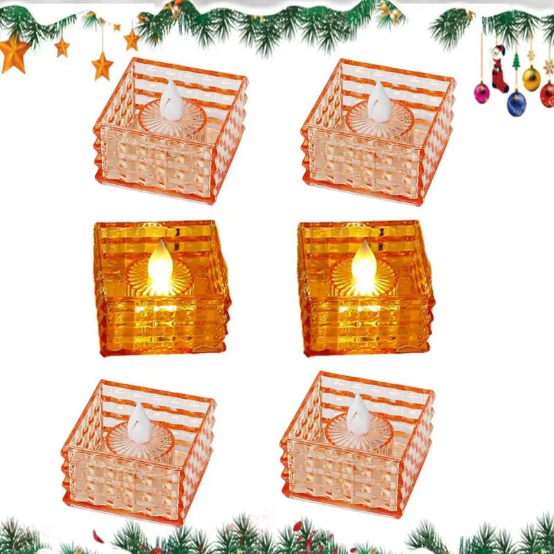 

Battery Tea Light 6pcs Cube Candle Led Light Romantic Flameless Candles Electric Home Decorations For Party Birthday Holiday