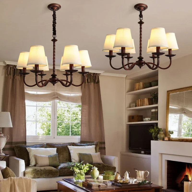 SANDYHA American Retro Pendant Light Rural Minimalist Chandelier LED Hanging Lamp for Bedroom Living Room Restaurant Home Decor