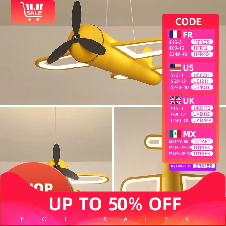 

Modern Aircraft Art Chandelier Modest Ceiling Lamps for Room Children Kids Baby Boys Colorful Bedroom Led Lights Home-appliance
