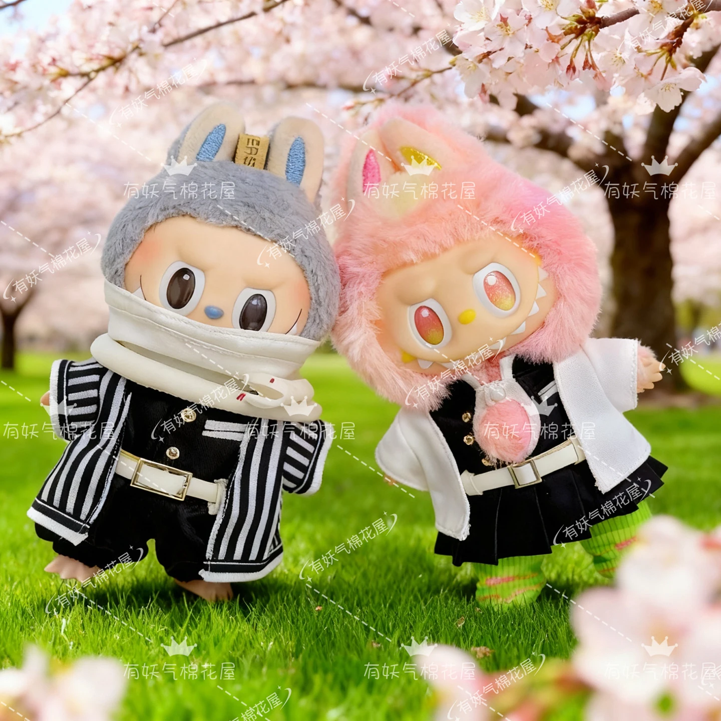 Demon Slayer For Labubu Outfit, Mitsuri & Obanai Couple Set Fit For 17cm Labubu 1st 2nd 3rd Gen Doll Clothes