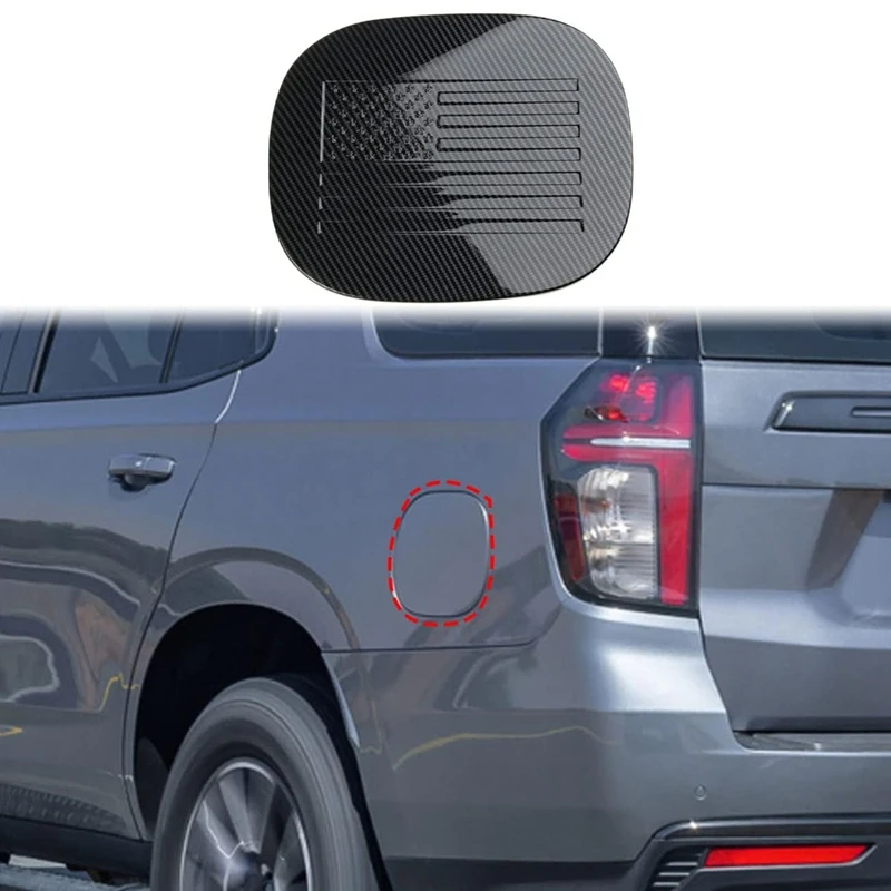 Fuel Tank Cover Trim ABS Fuel Cap Trim For Chevy Suburban 2020-2023 Tahoe GMC Yukon 2021-2023 Accessories - ABS Carbon Fiber