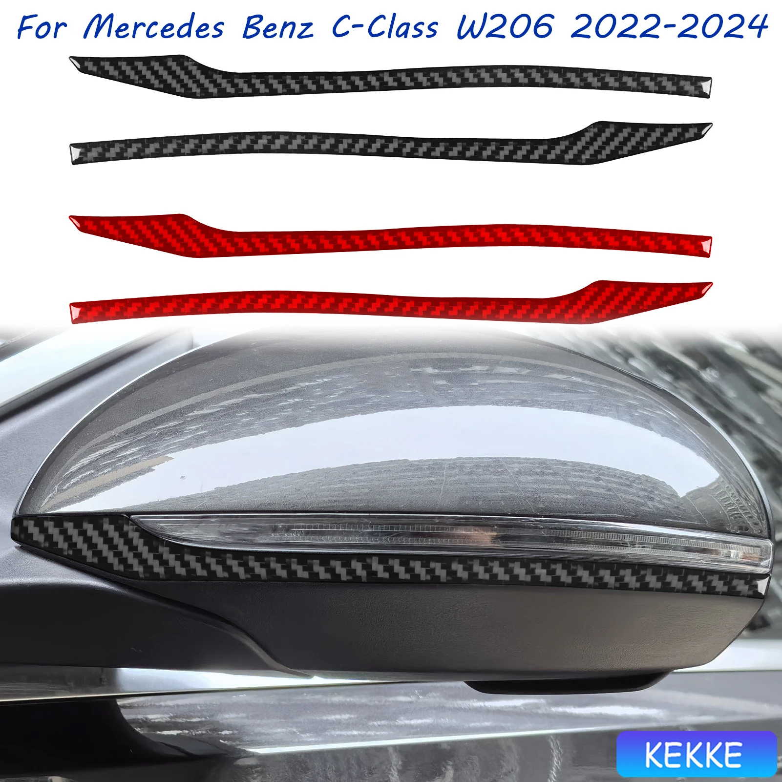 

For Mercedes Benz C-Class W206 2022-2024 Rearview Mirror Trim Strip Carbon Fiber Decorative Car Accessory Sticker