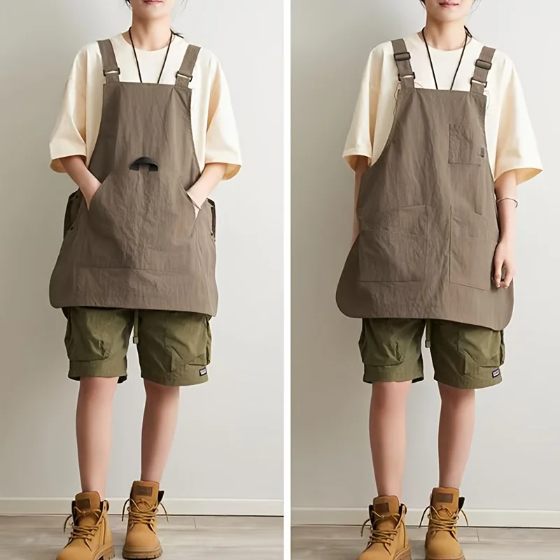Creative Art Apron Multi Pockets Adjustable Reversible For Home Kitchen Baking Coffee Shop Library Restaurant And Work Uniform