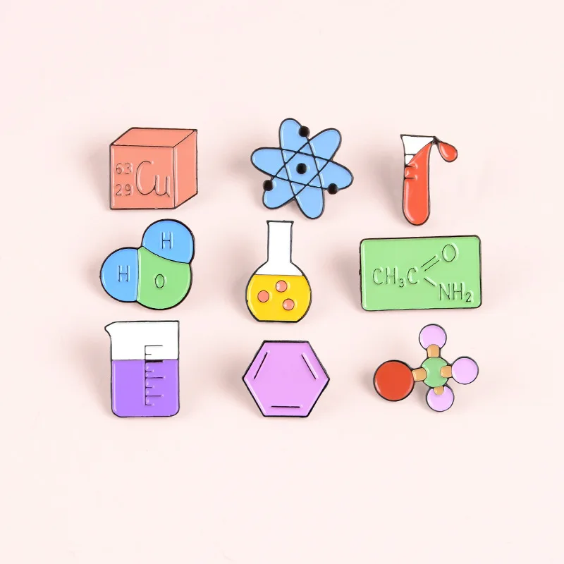 Chemistry Lab Enamel Pin Custom Brooches for Bag Clothes Lapel Pin Chemical equation Badge Element Molecular Structure Jewelry