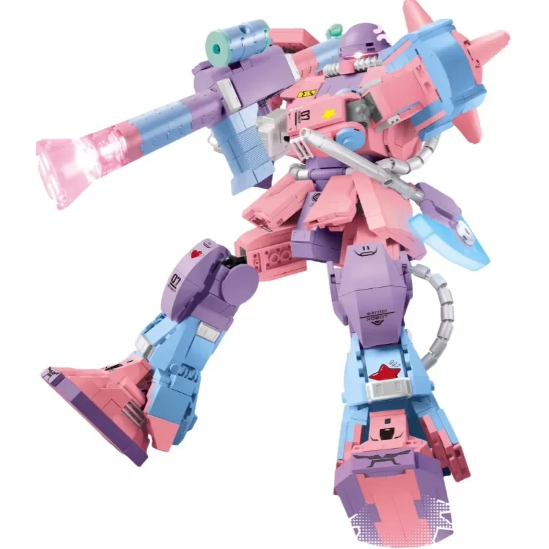 New Sakura Pink Mech Warrior Robot Children's Educational Assembly Building Blocks Toy Boys Holiday Gift Ornaments Action Figure