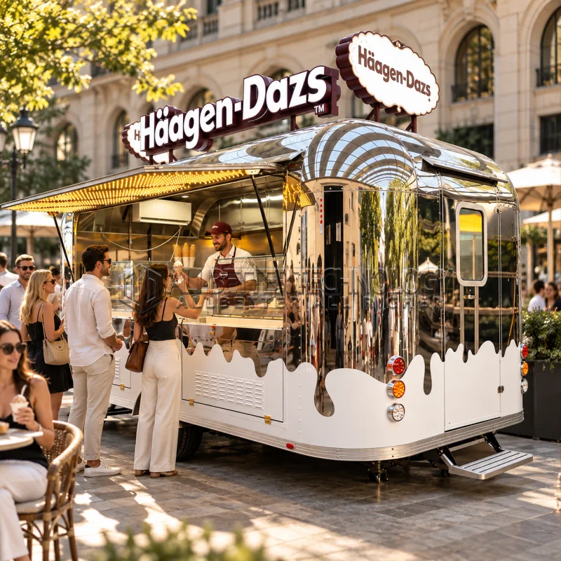 Allbetter﻿ High End Mobile Food Trailer Custom Branding Wrap LED Light Box Sign Coffee Truck for Pizza Burger Ice Cream