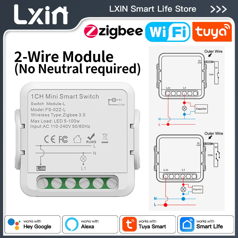 lxin-2-wire-smart-switch-tuya-wifi-or-zigbee-no-neutral-wire-required-timer-module-remote-control-breaker-with-alexa-google