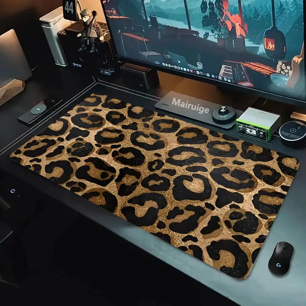 Leopard Pattern Mouse Pad Mous Pad Pc Gamer Computer Accessories Mousepad Gaming Laptop Keyboard Carpet Large Desk Mat Rug