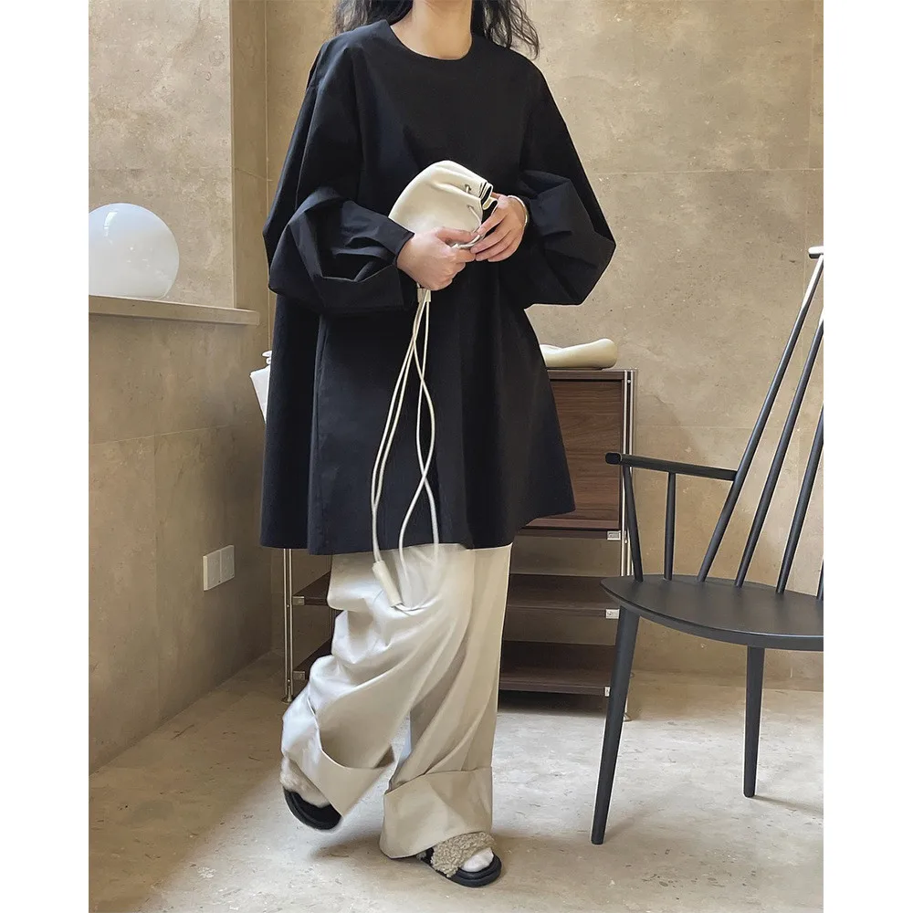 Lente Zomer Nieuw Koreaans ontwerp Artistieke ronde Ne Bubble Sve Doll Dr Losse afslankende A-lijn Dr Dameskleding