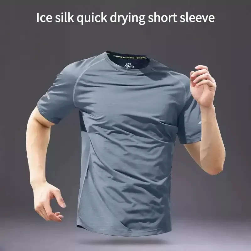 

Ice silk T-shirt, men's summer quick-drying short-sleeved sports top, 2025 new style running half-sleeved fitness wear