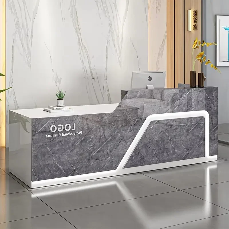 

Professional Beauty Reception Desks Modern Unique Glamour Storage Bar Counter Salon Commercial Recepcja Commercial Furniture