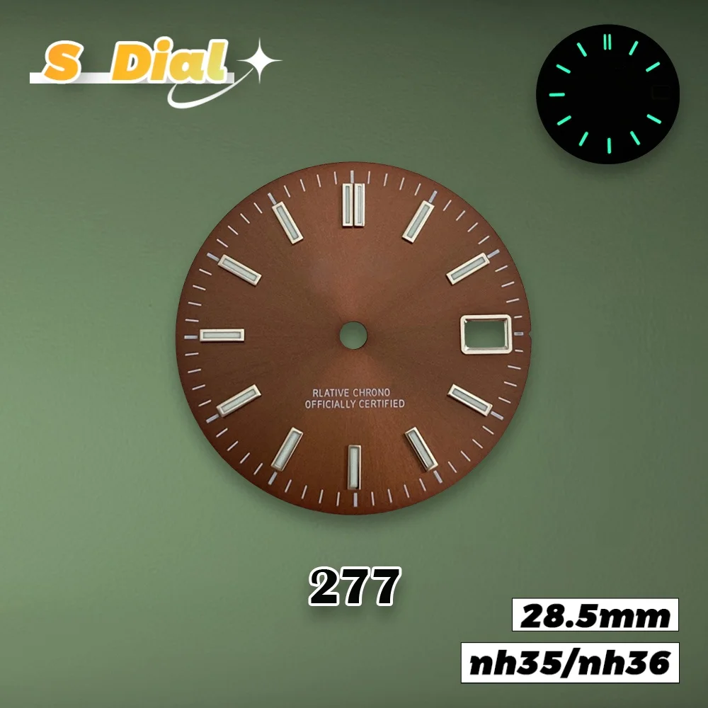 جديد 28.5 مللي متر S شعار journa-l أشعة الشمس الهاتفي صالح NH35/NH36/4R/7S اليابان حركة الأخضر مضيئة ساعة تعديل الملحقات #4