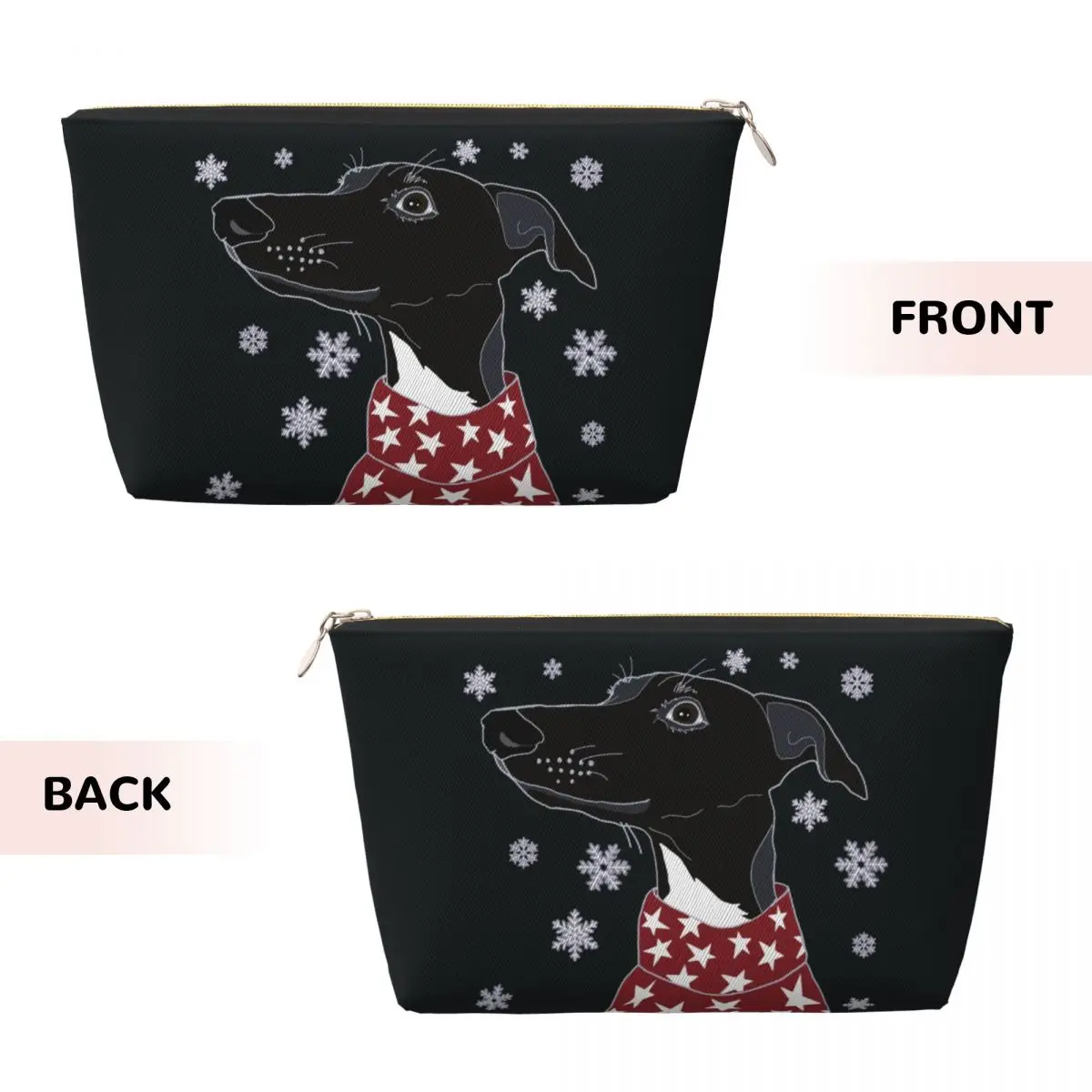 Custom Cute Winter Whippet Travel Cosmetic Bag Lurcher Greyhound Dog Makeup Toiletry Organizer Lady Beauty Storage Dopp Kit