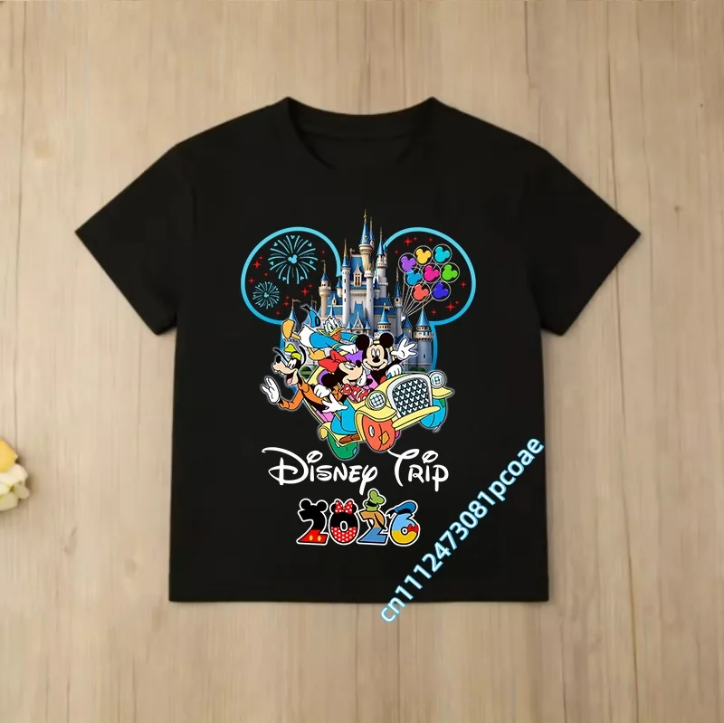 2026 Summer Disney Graphic T-shirt Parent-child Family Adult Children Fashion Cotton Short-sleeved Loose Casual Shirt