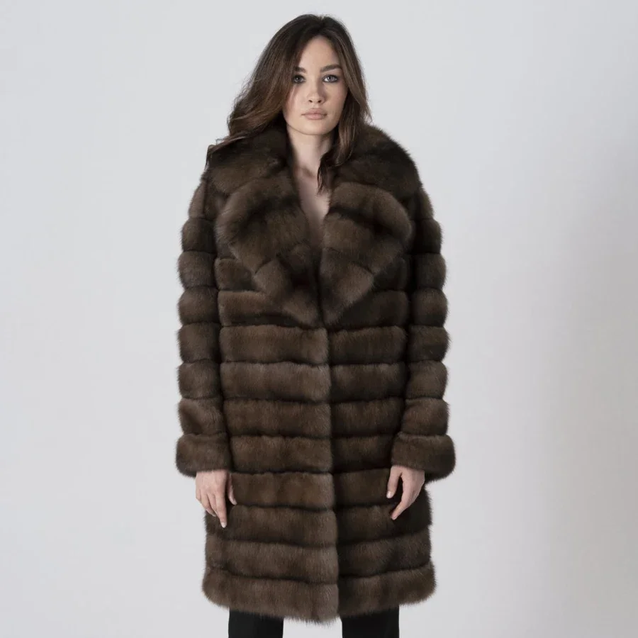 

Real Fox Fur Coat Women's Winter Jackets 2024 Best Selling Warm Long Genuine Fox Fur Jackets For Womens