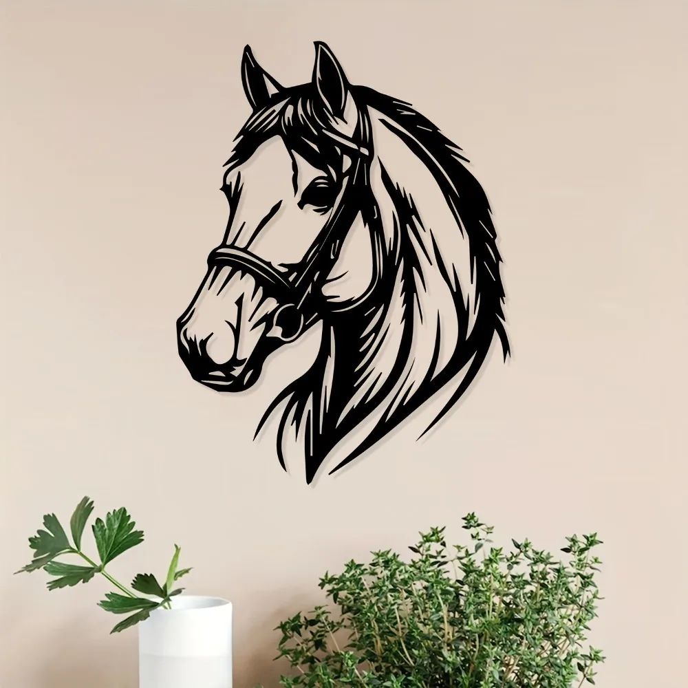 Rustproof Horse Head Metal Wall Sculpture Dynamic Iron Wall Decor Gift For Equestrian Lovers Home Ornament