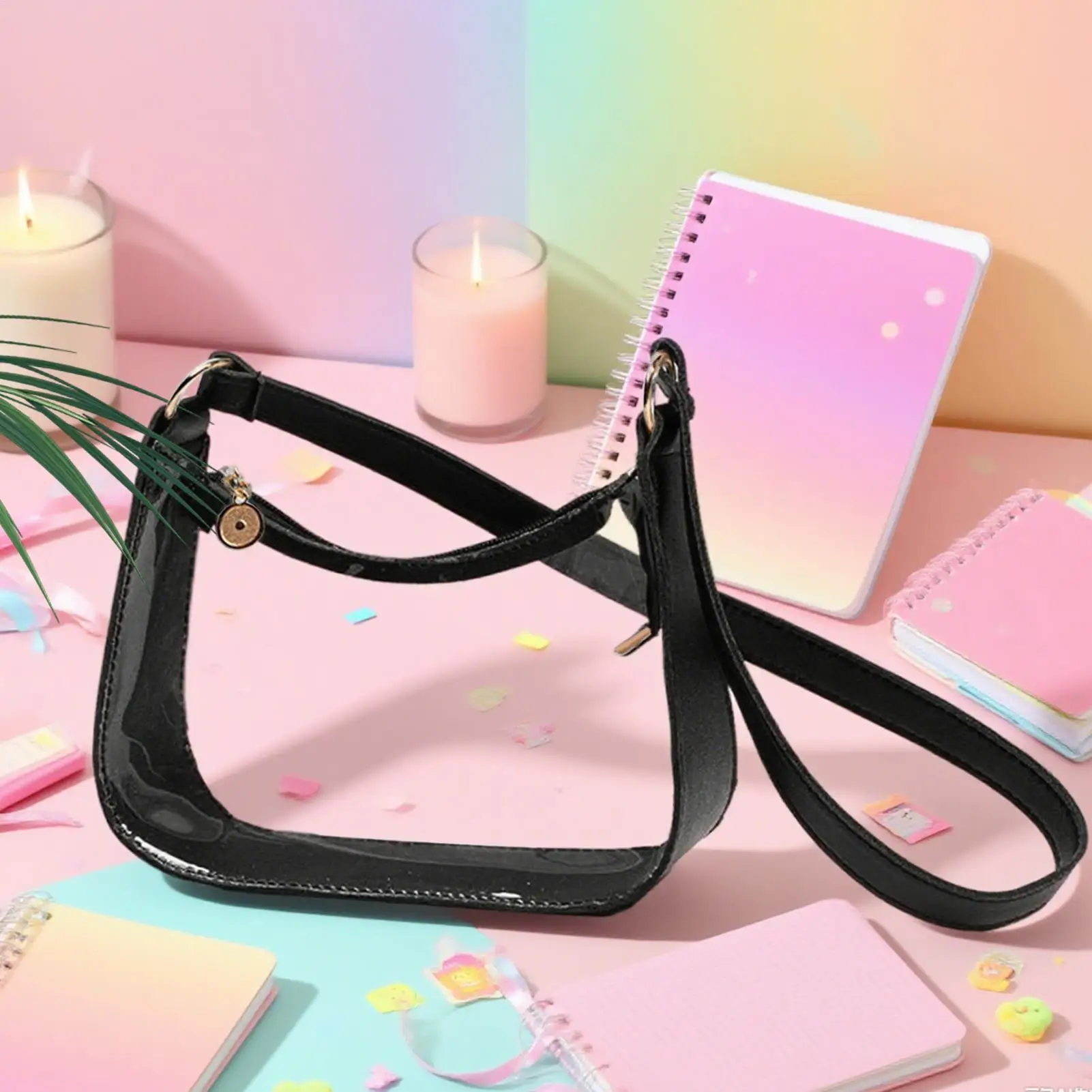 Transparent Single Shoulder Bag With Adjustable Shoulder Strap Clear PVC Jelly Bag for Concert Festival Events Beach Travel