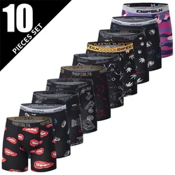 5/10 piece set of men's fashionable printed underwear, comfortable and soft boxer shorts, plus size sports base shorts