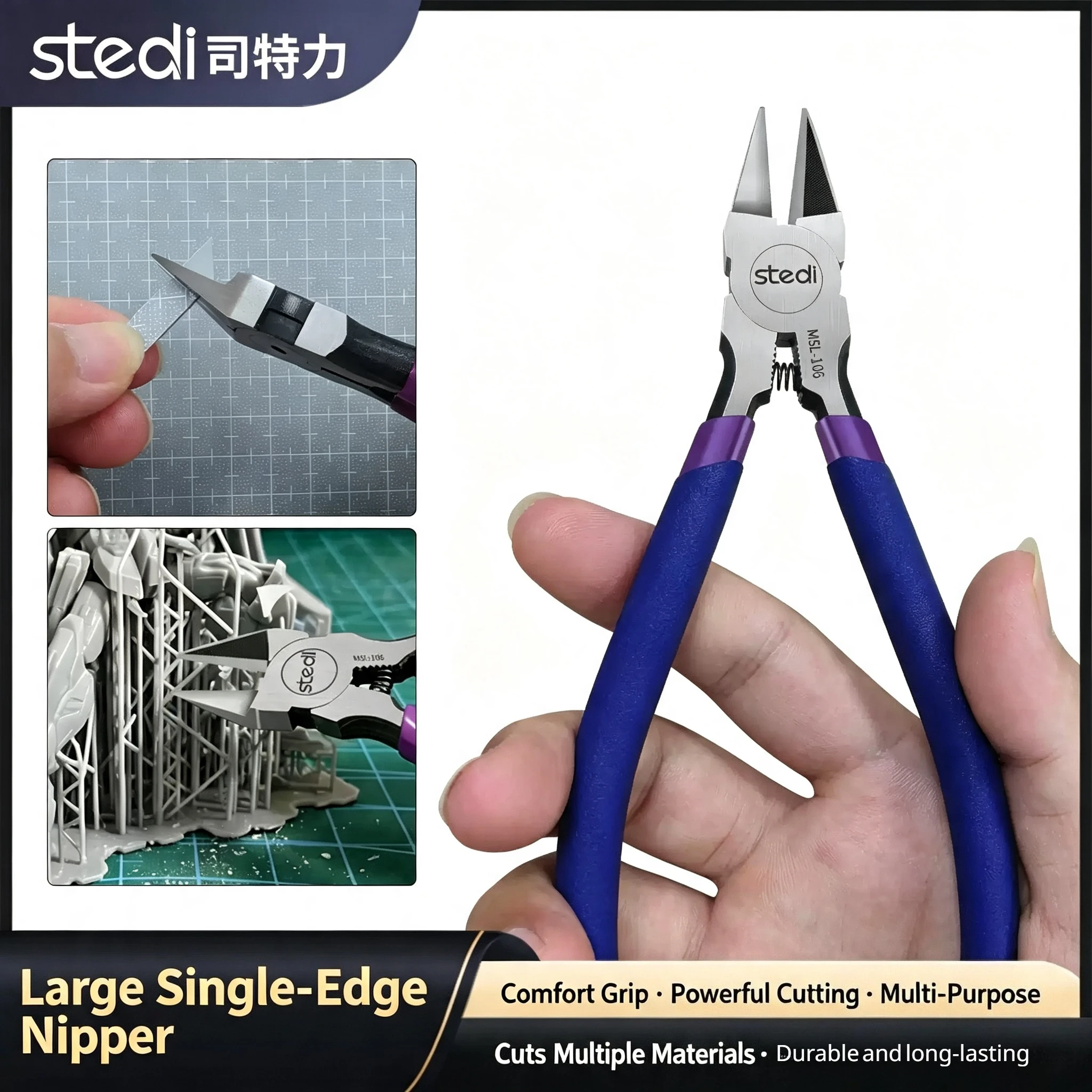 Stedi MSL-106 Single Blade Nipper Ultra Thin Sprue Cutter for Plastic Model Resin Parts Cutting Pliers  Building Hobby Tool