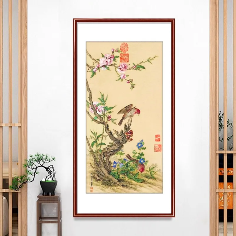 

11CT цветы птицы рукоделие, печатная вышивка крестиком, наборы для вышивания полная вышивка крестиком 130X75 см 44 цвета