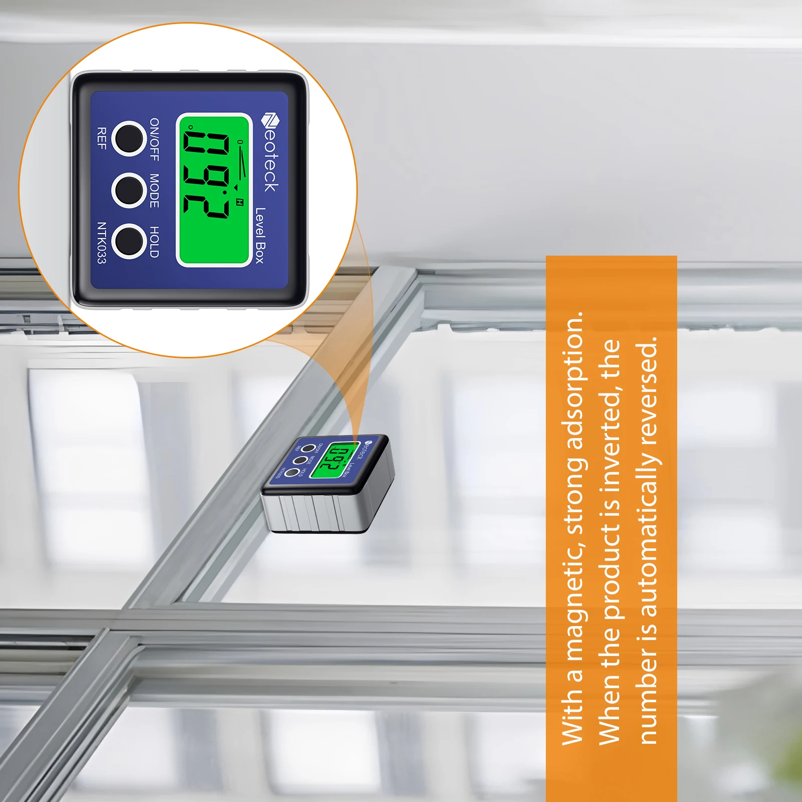 Imagem -03 - Precisão Digital Level Box Ferramenta de Medição Medidor de Ângulo 4x90 ° Transferidor Lcd Base Magnética Inclinômetro Tester Tool