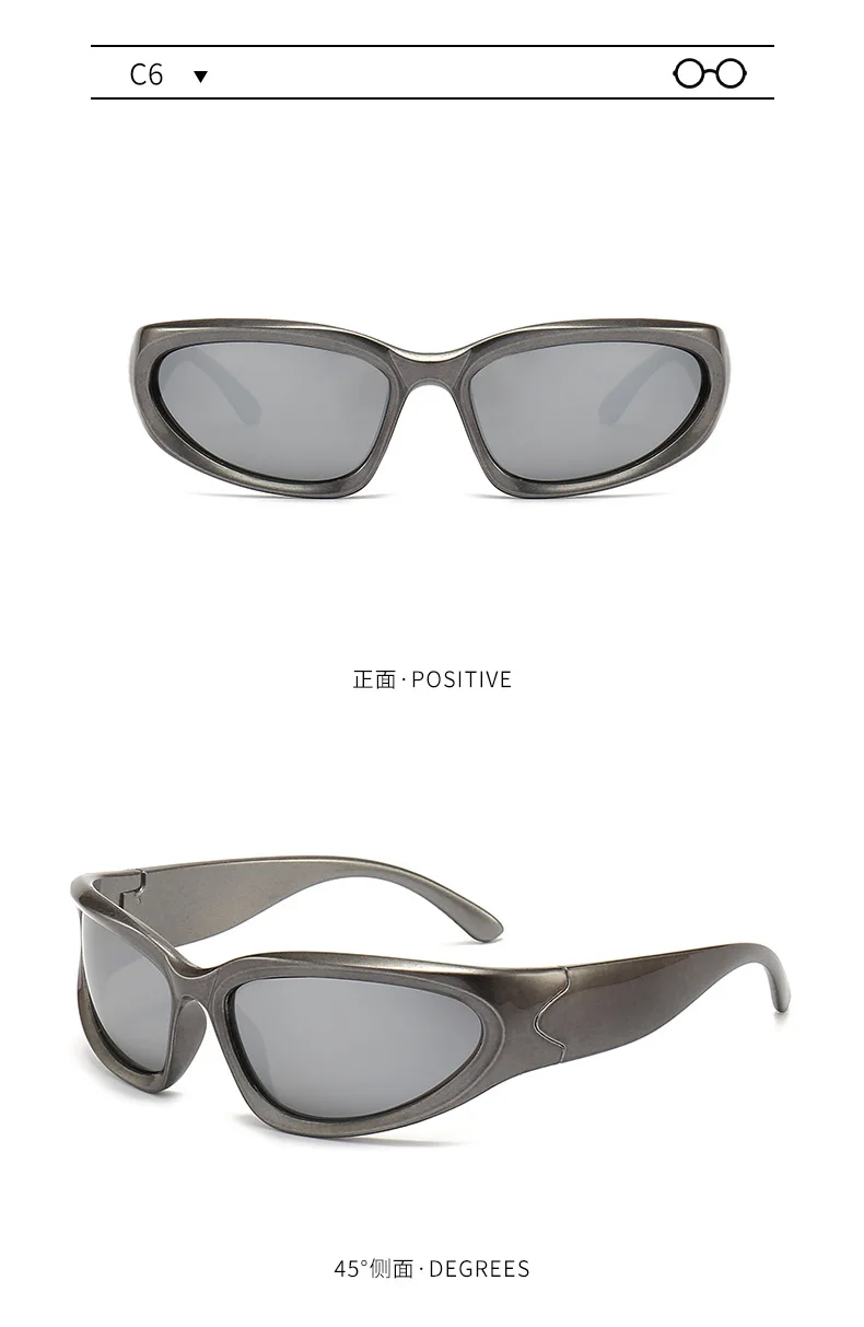 Neue Y2K Sport Punk Sonnenbrille Frauen Marke Designer Platz Goggle Männer Luxus Sonnenbrille UV400 Bunte Spiegel Mode Brillen – Detail 14