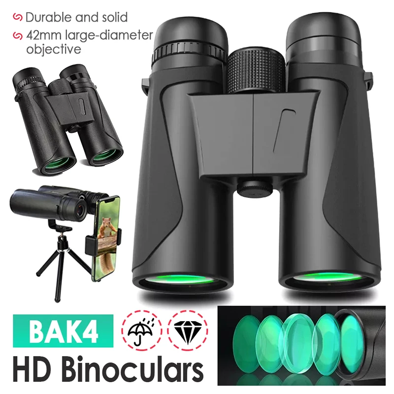 12x42 HD Binoculars Lightweight Compact BAK4 Binoculars With Upgraded Tripod + Case For Adults High Powered Waterproof Binocular