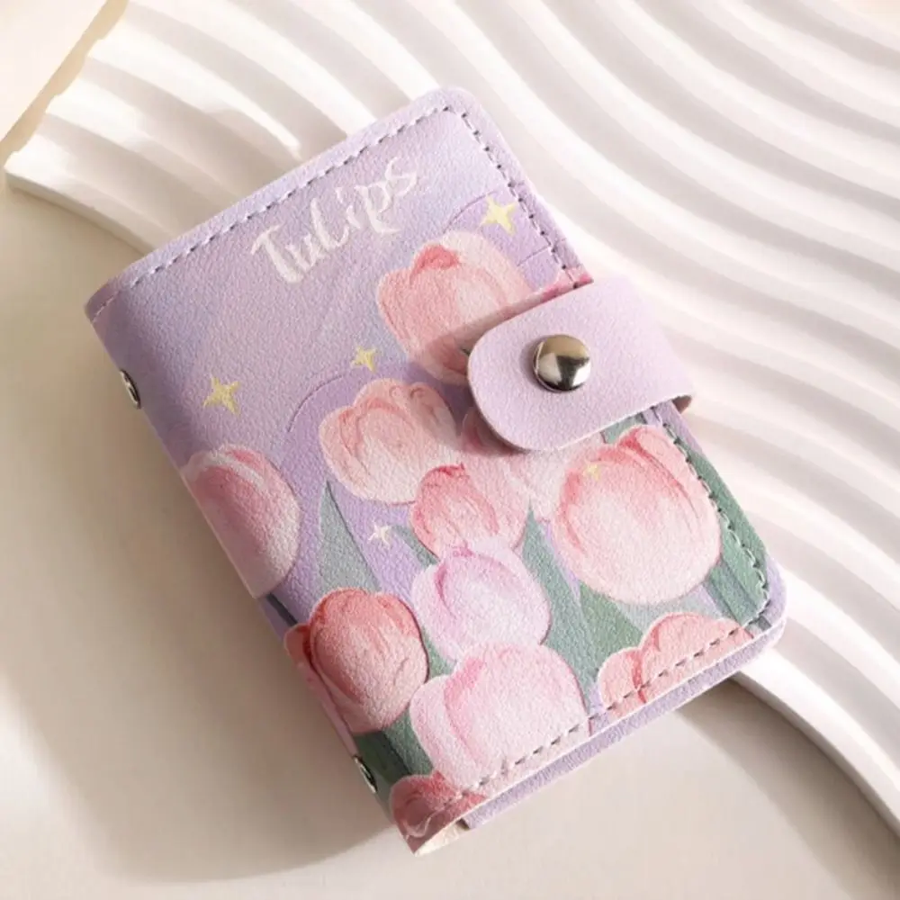 

ID Bank Credit Card Vintage Floral Card Bag Large Capacity Card Cover Oil Painting Card Holders Gentle PU Leather