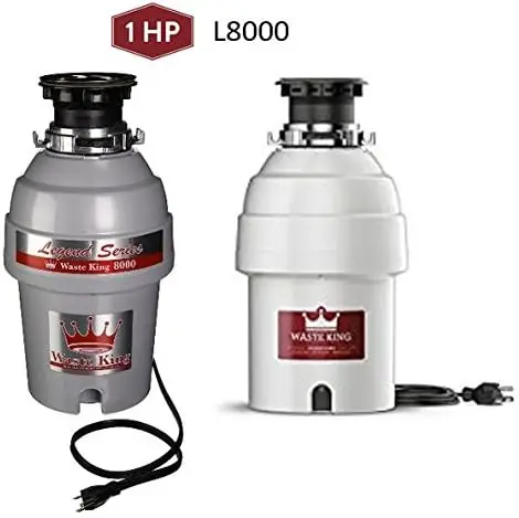 Garbage Disposal with Power Cord, Food Waste Disposer for Kitchen Sink, L-8000