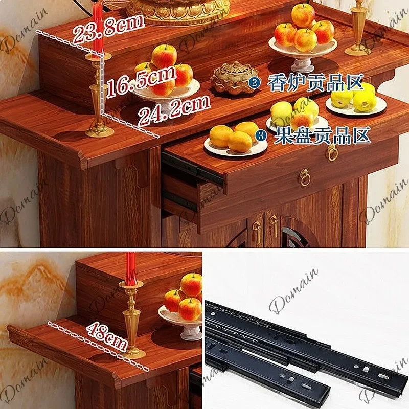 QA Modern Small Buddhist Altar Cabinet with Storage, Luxury Feng Shui Shrine Table for Home Worship