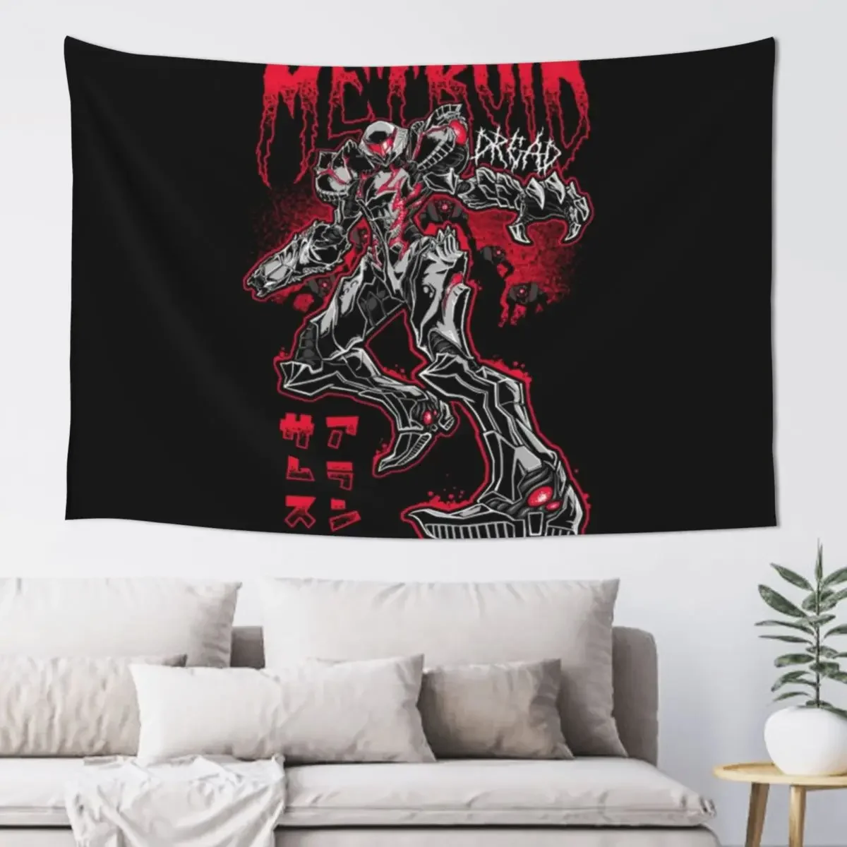 Dread - White-Metroid Tapestry Luxury Living Room Decoration Funny House Decorations Room Ornaments Tapestry