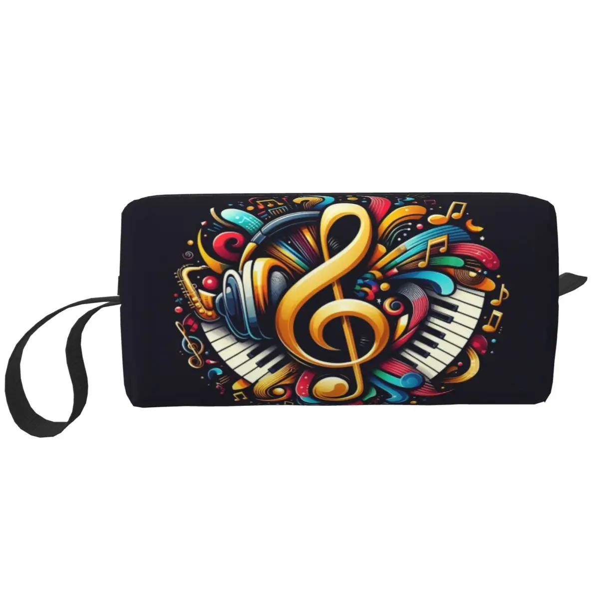 Custom Cute Piano Keyboard Musical Notes Travel Toiletry Bag for Women Makeup Cosmetic Organizer Beauty Storage Dopp Kit